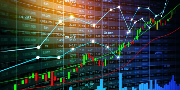 "Stock market graph showing a sharp upward trend in March 2025, reflecting the biggest weekly gain in four years."