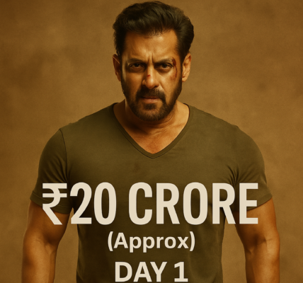 A news graphic displaying Salman Khan’s latest action film Sikandar and its box office collection update.