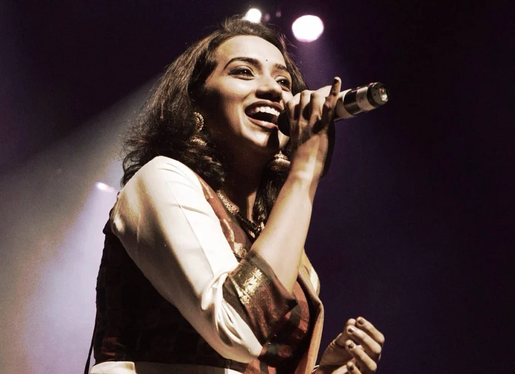 Telugu playback singer Kalpana Raghavendar in a recent public appearance, smiling while addressing the media. A well-known South Indian singer with a career spanning multiple languages."