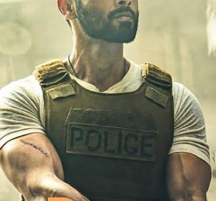 Shahid Kapoor in an intense action scene from Deva (2025), showcasing high-octane stunts and thrilling cinematography.