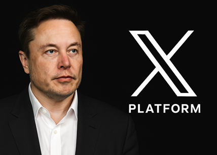 Elon Musk standing beside X logo, symbolizing the platform’s 2025 future plans