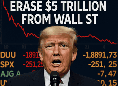 Donald Trump speaking during 'Liberation Day' announcement as stock market crashes