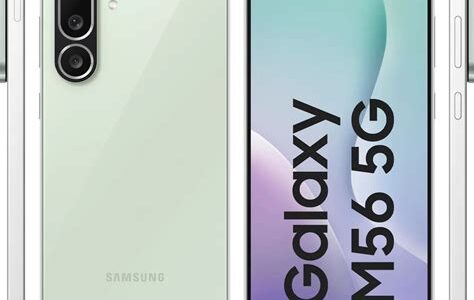 Samsung Galaxy M56 5G launch image showcasing green color and rear camera module.