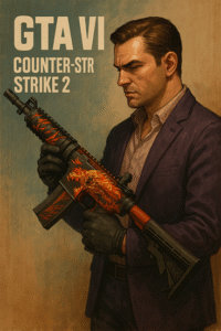 GTA VI character using Counter-Strike 2 weapon skin concept art.