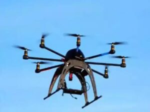 Military drone surveillance over the India Pakistan border region during conflict
